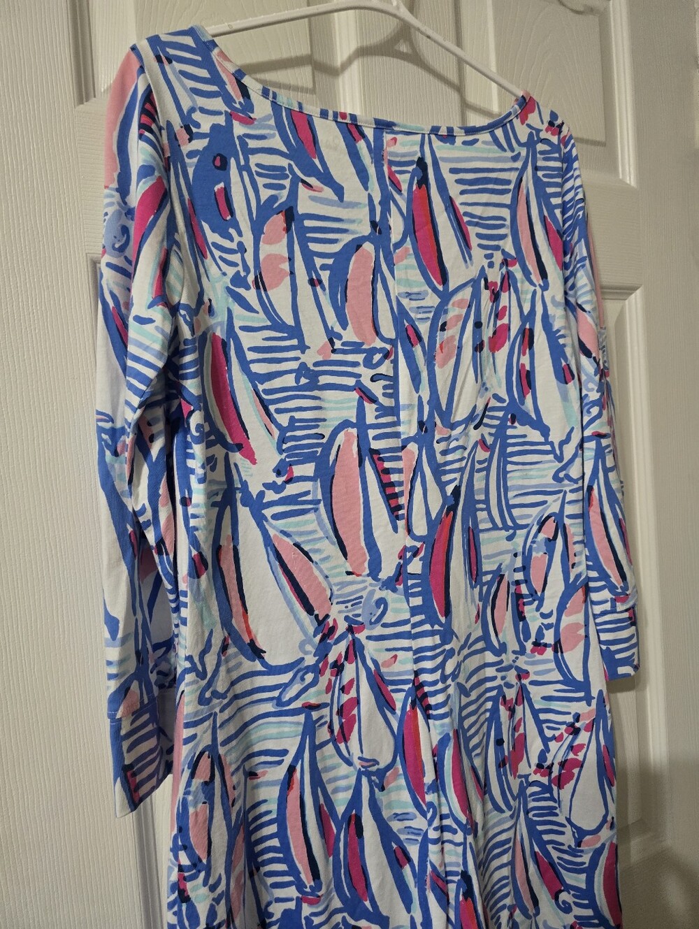 Lilly Pulitzer | The Marlowe Sailboat Print Pima Cotton Boatneck Nautical Dress. - Picture 9 of 13